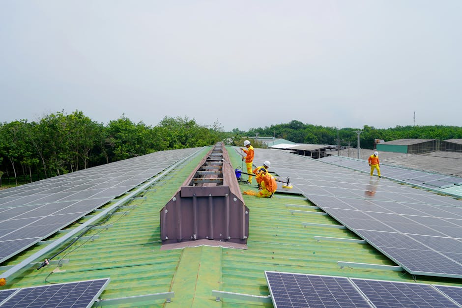 Team of solar installation workers